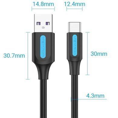 Кабель USB 2.0 AM-Type-C M, 0.5 м, 100W PVC чорний Vention (CORBD) [402426]