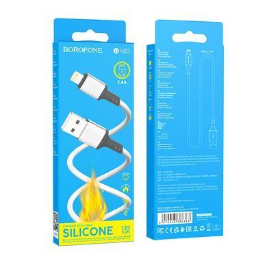 Кабель BOROFONE BX83 iP Famous silicone charging data cable White (6974443386363) [802322]