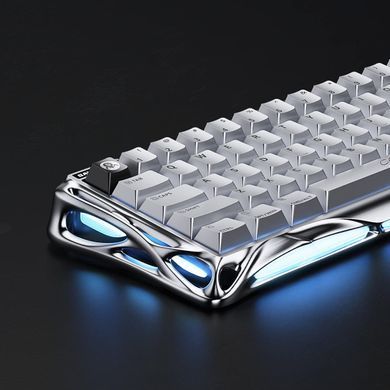 Клавіатура магнітна GravaStar Mercury V60 Pro 60keys, GravaStar Blackcore, USB-A, 8k, RGB, Chrome Silver (GSV60PRO_XTAL_SLV) [114351]
