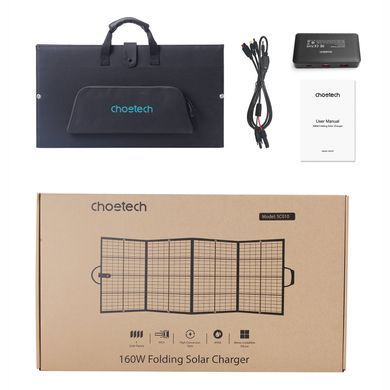 Сонячна панель Choetech 160W (196x54см) DC160W,1*USB QC3.0 18W,1*USB-C PD3.0 45W, 1xUSBA 12W (SC010-BK) [401638]