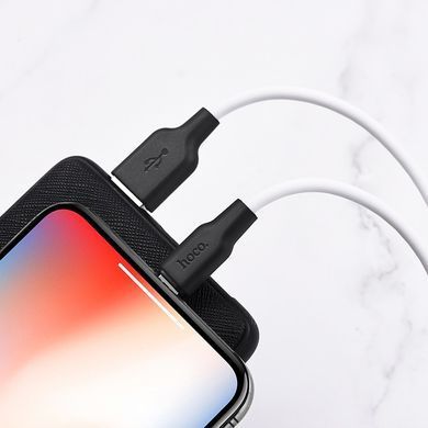 Кабель HOCO X21 Plus USB to iP 2.4A, 2m, silicone, silicone connectors, Black+White (6931474713780) [802362]