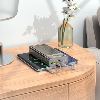 Зовнішній акумулятор HOCO J104A Discovery edition 22.5W fully compatible power bank with cable(20000mAh) Gray (6931474788962) [806310]
