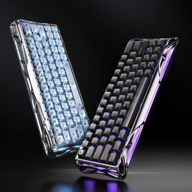 Клавіатура магнітна GravaStar Mercury V60 Pro 60keys, GravaStar Blackcore, USB-A, 8k, RGB, Chrome Silver (GSV60PRO_XTAL_SLV) [114351]