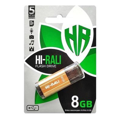 Флеш-накопичувач USB 8GB Hi-Rali Stark Series Gold (HI-8GBSTGD) [607286]