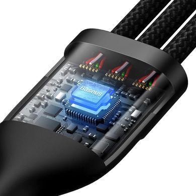 Кабель Baseus Flash Series Ⅱ Two-for-three Charging Cable U+C to M+L+C 100W 1.2m Black (CASS030101) [802611]