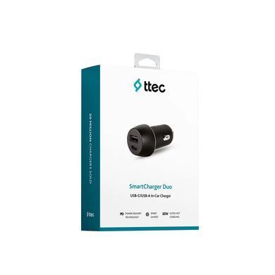 Автомобільний зарядний пристрій Ttec SmartCharger Duo USB-C/USB-A /30Вт Black (2CKS24S) [603281]