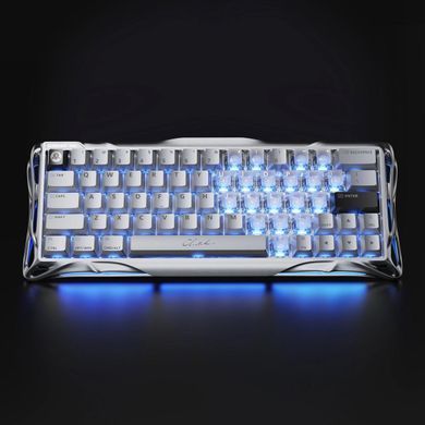 Клавіатура магнітна GravaStar Mercury V60 Pro 60keys, GravaStar Blackcore, USB-A, 8k, RGB, Chrome Silver (GSV60PRO_XTAL_SLV) [114351]