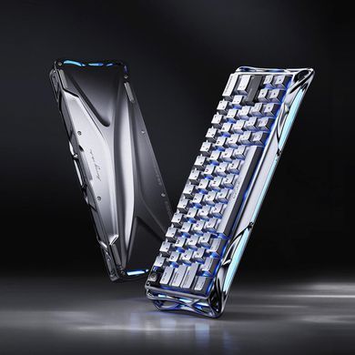 Клавіатура магнітна GravaStar Mercury V60 Pro 60keys, GravaStar Blackcore, USB-A, 8k, RGB, Chrome Silver (GSV60PRO_XTAL_SLV) [114351]