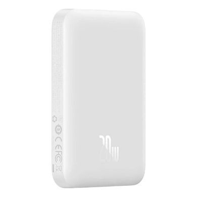 Зовнішній акумулятор Baseus Magnetic Mini Air Wireless Fast Charge Power Bank 6000mAh 20W Stellar White（With Simple Series Charging Cable Type-C to (P10059002223-00) [805545]