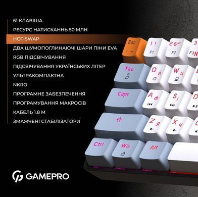 Клавіатура GamePro Red Swich Hot-Swap RGB Black (MK130R) [606069]