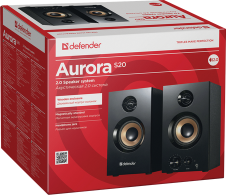 Акустична система 2.0 Defender Aurora S20, 20Вт (RMS) MDF чорна (65419) [405332]