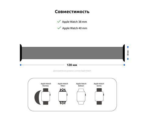 Ремінець Armorstandart Braided Solo Loop для Apple Watch 38mm/40mm/41mm Atlantic Blue Size 2 (120 mm) (ARM58066) [604848]