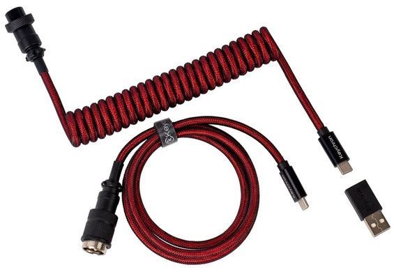 Кабель Type-A/Type-C Keychron Premium Coiled Aviator Cable-Straight Red (CAB2_KEYCHRON) [108575]