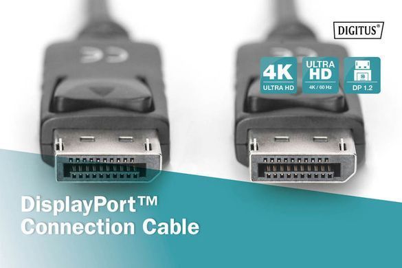 Кабель DIGITUS DisplayPort (M/M), 15м, чорний (AK-340100-150-S) [108521]