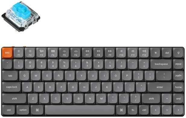 Клавіатура механічна Keychron K3 Max 84Key, Gateron MX 2.0 Blue, WL/BT/USB-A, QMK, EN/UKR, White Led, чорний (K3MA2_KEYCHRON) [13613]