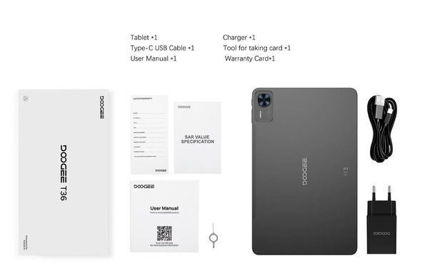 Планшет (Doogee T36 8/256Gb Urban Black) [609930]