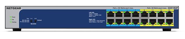 NETGEAR Комутатор GS516UP 8xGE PoE++, 8xGE PoE+(380W), некерований (GS516UP-100EUS)