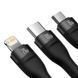 Кабель Baseus Flash Series Ⅱ Two-for-three Charging Cable U+C to M+L+C 100W 1.2m Black (CASS030101) [802611], фото 4