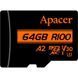 Карта пам`ятi MicroSDXC 64GB UHS-I/U3 Class 10 Apacer + SD адаптер (AP64GMCSX10U8-R) [608078], фото 2