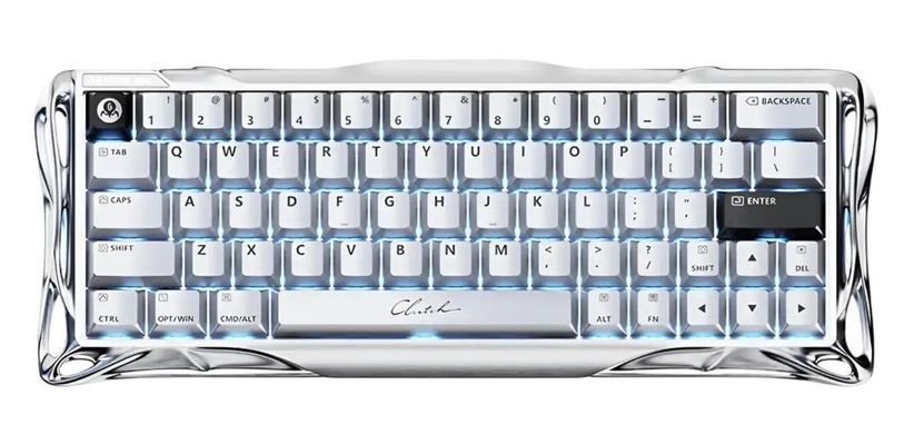 Клавіатура магнітна GravaStar Mercury V60 Pro 60keys, GravaStar Blackcore, USB-A, 8k, RGB, Chrome Silver (GSV60PRO_XTAL_SLV) [114351]