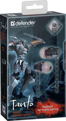 Гарнітура для смартфонів Defender Tanto чорно-сіра, кабель 1,2 м (64451) [401805]