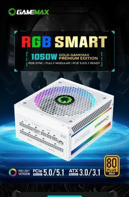 Блок живлення GAMEMAX (RGB1050 PRO WH (ATX3.1PCIe5.1)) [303199]