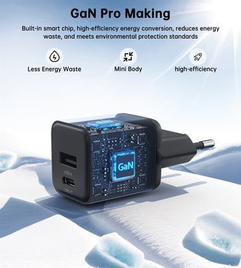 Мережевий зарядний пристрій Choetech (USB-C+USB-A) Black (PD5012-EU-BK) [619602]