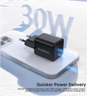 Мережевий зарядний пристрій Choetech (USB-C+USB-A) Black (PD5012-EU-BK) [619602]