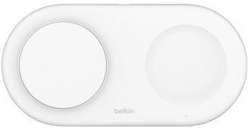 Зарядний пристрій бездротовий Belkin 2в1 15Вт Pad Qi2, білий (WIZ021VFWH) [108377]