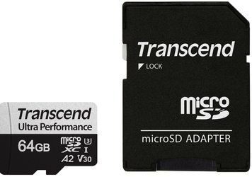 Карта пам'яті Transcend microSD 64GB C10 UHS-I U3 A2 R160/W80MB/s + SD (TS64GUSD340S) [108928]