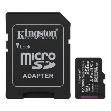 Карта пам`яті MicroSDXC 256GB UHS-I Class 10 Kingston Canvas Select Plus R150MB/s + SD-адаптер (SDCS3/256GB) [613221]