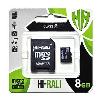 Карта пам`ятi MicroSDHC 8GB Class 10 Hi-Rali + SD-adapter (HI-8GBSDCL10-01) [606959]