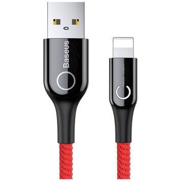 Кабель Baseus C-shaped Light Intelligent Power-Off USB - Lightning (M/M), 2.4A, 1 м Red (CALCD-09) [604352]