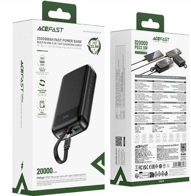 Зовнішній акумулятор ACEFAST M14 PD20W power bank with cable 20000mAh Black (6974316283966) [806357]
