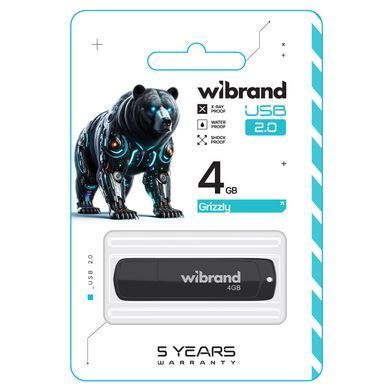 Флеш-накопичувач Wibrand USB 2.0 Grizzly 4Gb Black (WI2.0/GR4P3B) [802893]