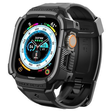 Чохол та ремінець 2в1 Spigen для Apple Watch Ultra 49mm, Rugged Armor Pro, Black (ACS05460) [108713]