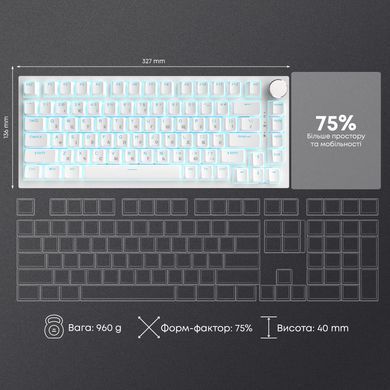 Клавіатура Ajazz AK820 Red Switch White USB-C (AK820-R-W) [619474]