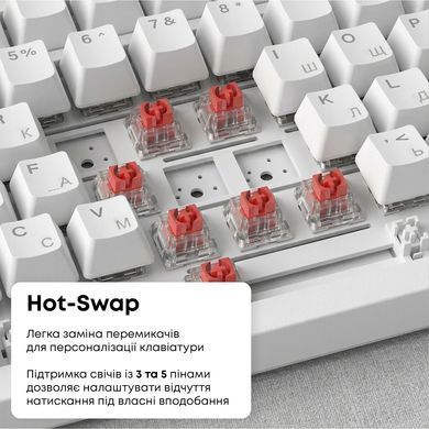 Клавіатура Ajazz AK820 Red Switch White USB-C (AK820-R-W) [619474]