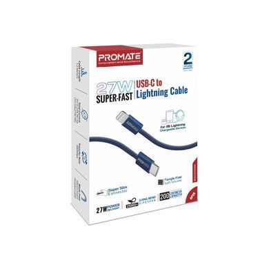 Кабель Promate EcoLine-Ci120 USB Type-C - Lightning (M/M), 3 A, 27 W, 1.2 м, Navy (ecoline-ci120.navy) [604297]