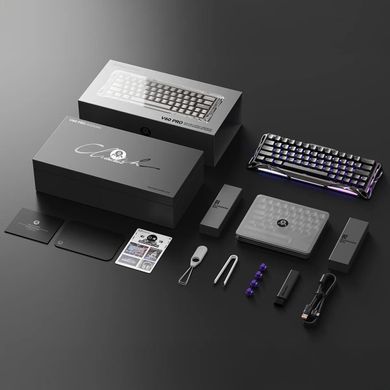 Клавіатура магнітна GravaStar Mercury V60 Pro 60keys, GravaStar Blackcore, USB-A, 8k,RGB, GunMetal (GSV60PRO_XTAL_BLK) [114352]
