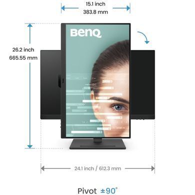 Монітор TFT 27" BenQ, IPS, 100Hz, 2xHDMI, DP, HAS, Pivot, колонки, чорний (GW2790T) [402662]