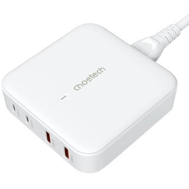 Зарядний пристрій 4xUSB 100W GaN (2хUSB-C+2хUSB-A) Desktop Charger білий Choetech (PD8008-EU-WH) [402138]