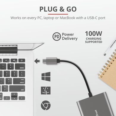 Хаб Trust Dalyx 3-in-1 USB-С > USB-А 3.2/USB-С/HDMI, Алюміній, 0.1м, чорний (23772_TRUST) [108800]