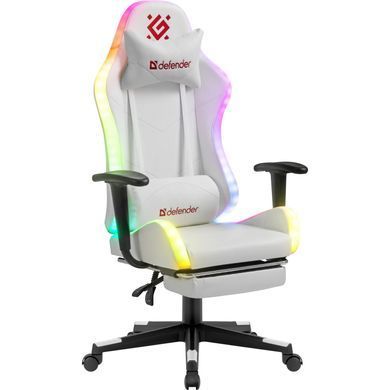 Крісло ігрове Defender Watcher, 60мм, Клас 4, RGB ПУ, біле (64336) [401662]