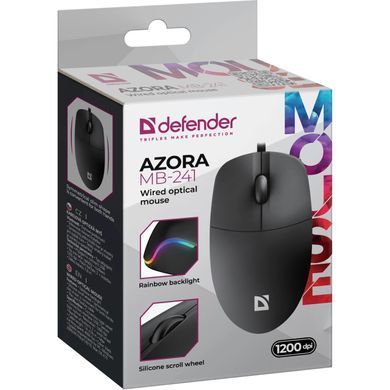 Мишка Defender Azora MB-241, 3кн.,1200dpi, чорна (52241) [401333]