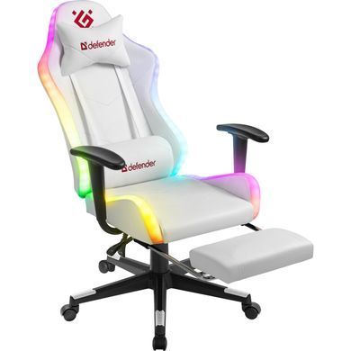 Крісло ігрове Defender Watcher, 60мм, Клас 4, RGB ПУ, біле (64336) [401662]