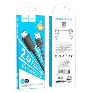 Кабель HOCO X88 Gratified charging data cable for Micro Black (6931474783325) [802385]