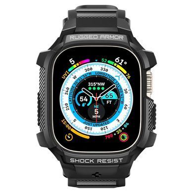 Чохол та ремінець 2в1 Spigen для Apple Watch Ultra 49mm, Rugged Armor Pro, Black (ACS05460) [108713]
