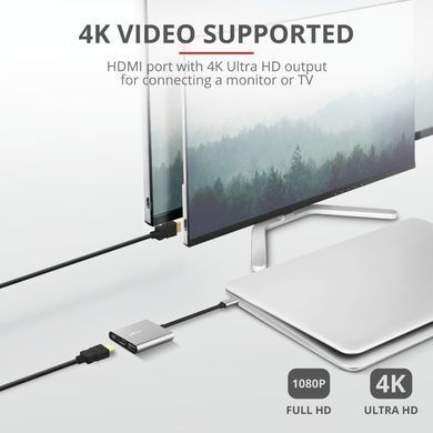 Хаб Trust Dalyx 3-in-1 USB-С > USB-А 3.2/USB-С/HDMI, Алюміній, 0.1м, чорний (23772_TRUST) [108800]