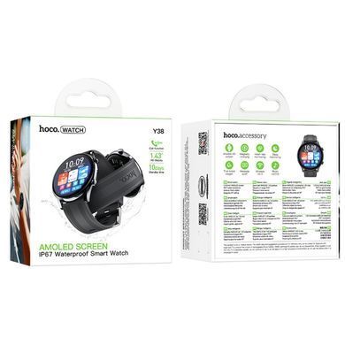 Смарт-годинник HOCO Y38 AMOLED 36mm. 300 mAh. Smart watch(call version) Black (6942007672047) [806413]